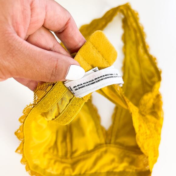 Intimately Free People Size S Halter Lace Bralette Bra Yellow - Picture 5 of 6